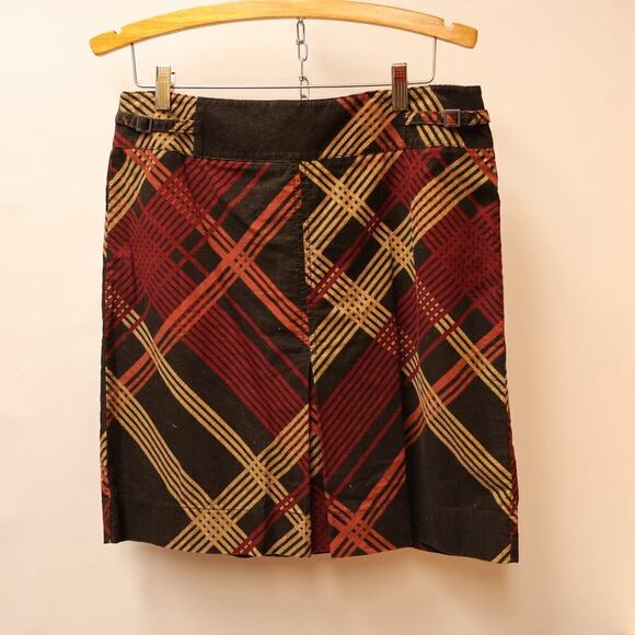 Ann Taylor Corduroy Pencil Skirt Front Pleat Hidden Zipper Multicolor Pattern - Picture 2 of 14